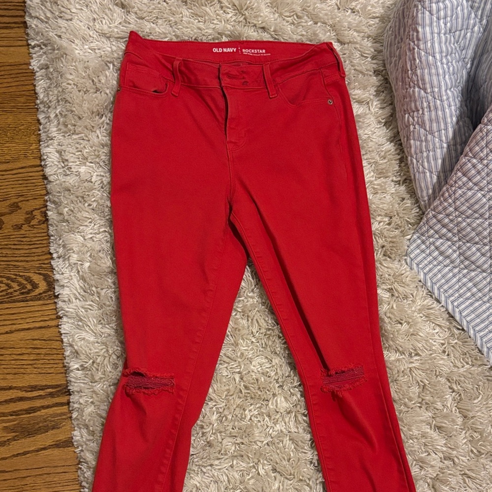 Old Navy Women's Vibrant Red Skinny Jeans